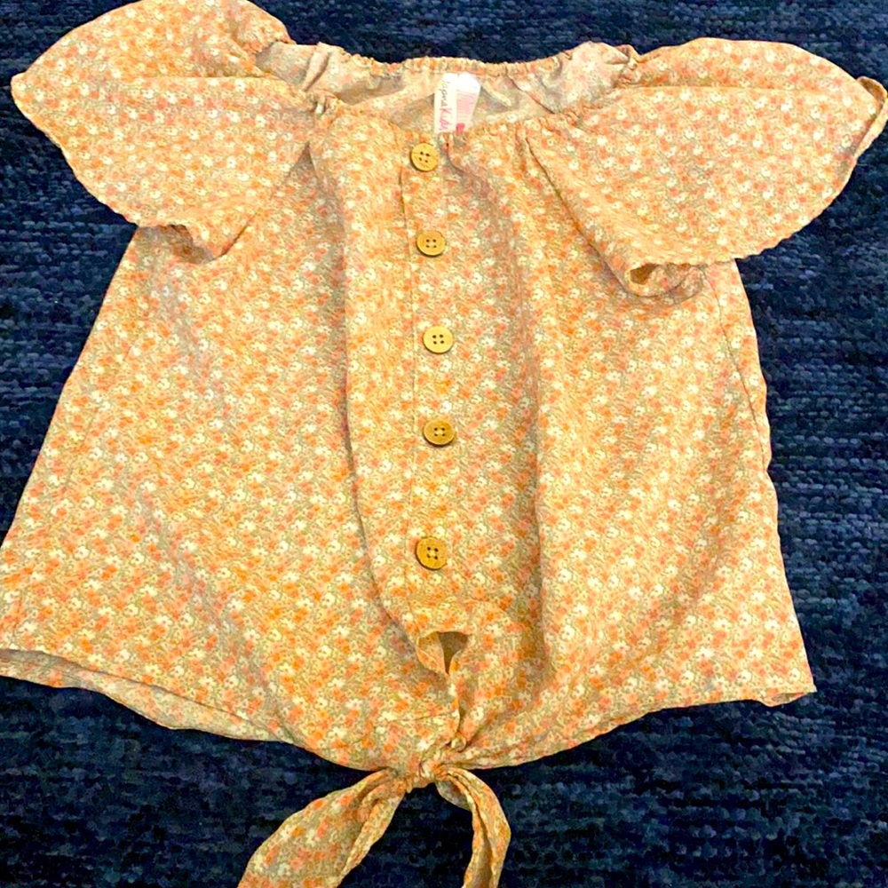 Girls Tie Front Floral Top